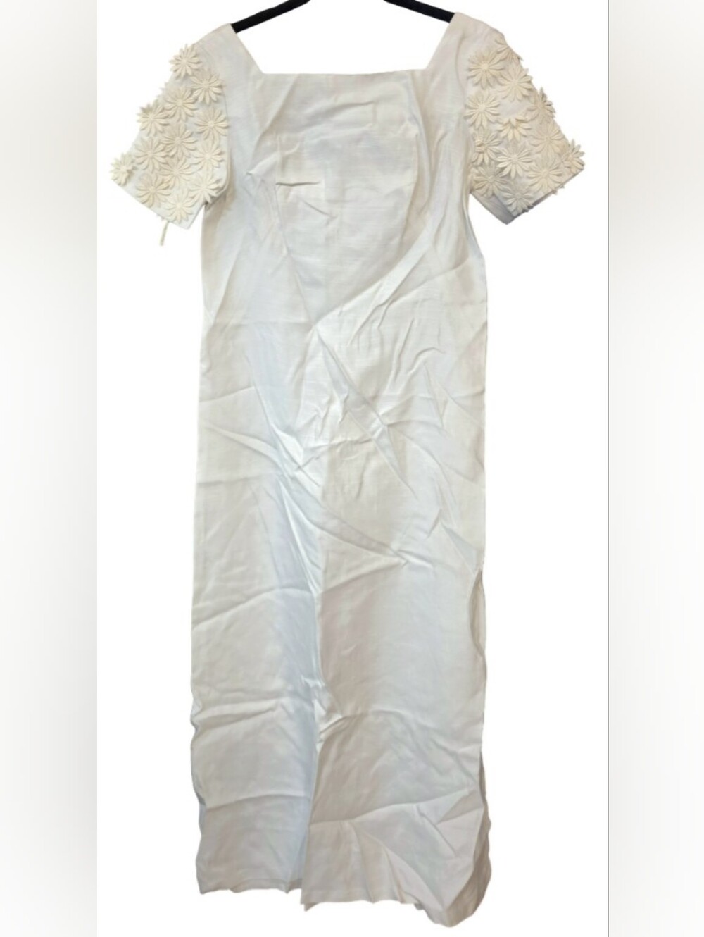 60s Wedding White Daisy Linen Dress